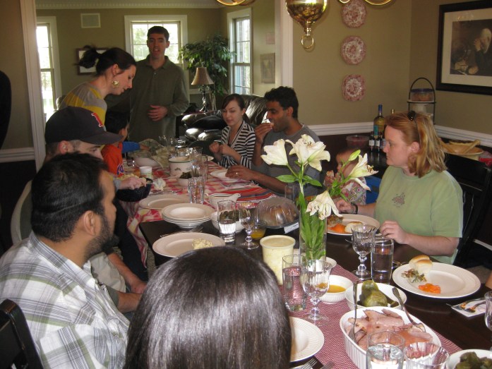 18 People for Easter food, woofleball and games.  And I was the host, the Lord has mercy doesn't he :) We are all family because of what Christ has done for us.  Thanks Jesus for your death resurrection and ascension